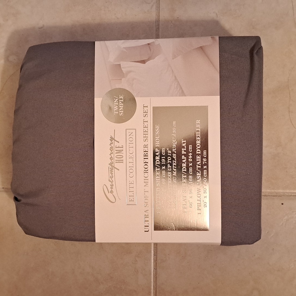 ✨️NEW✨️ Contemporary Home Elite Collection Gray Microfiber Sheet Set - TWIN